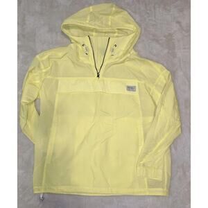 Eddie Bauer Women’s Small Yellow Nylon Half Zip Pullover Windbreaker Hood Jacket